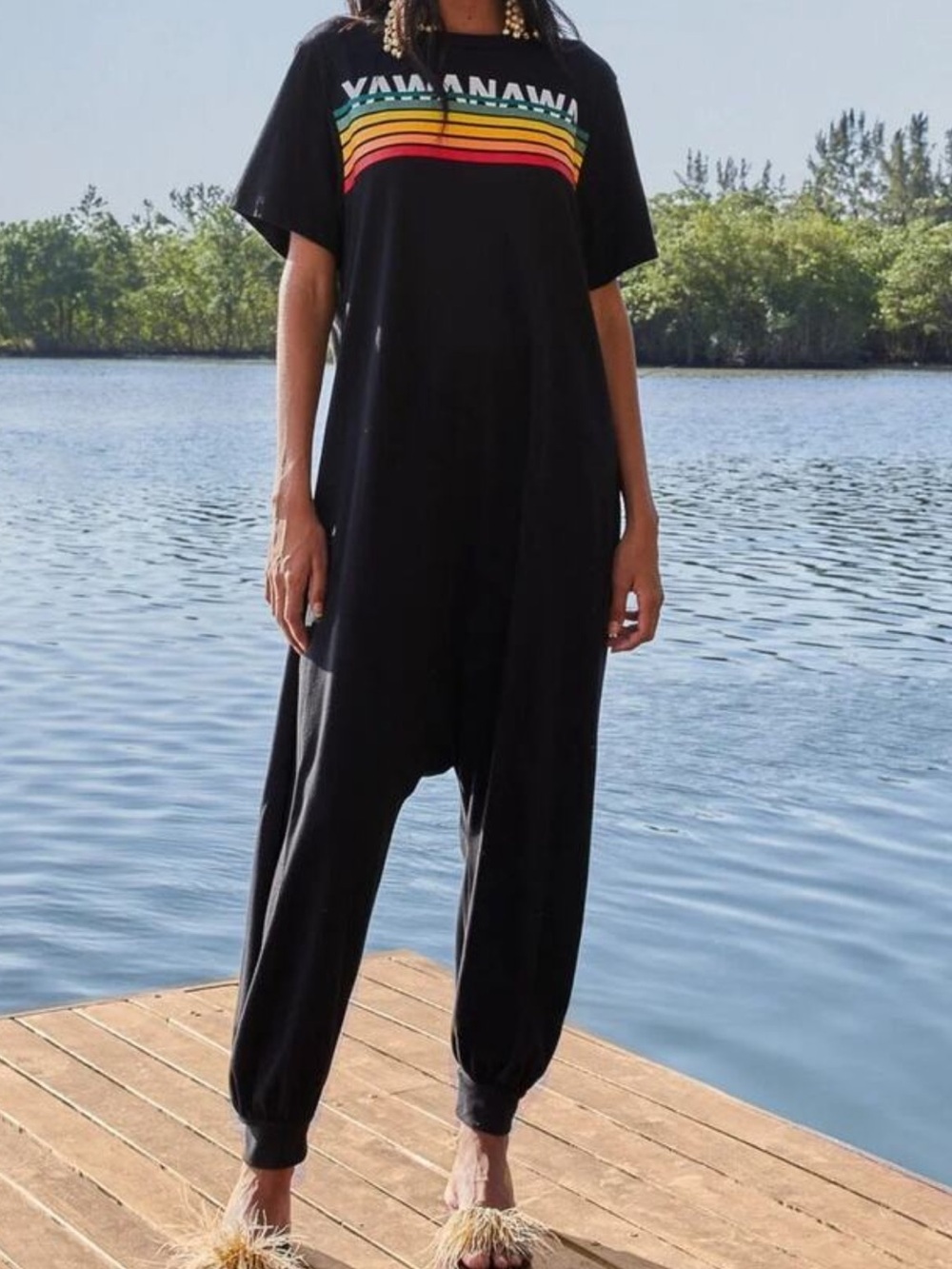 FARM Rio Black Jumpsuit with Rainbow Stripe - Picture 4 of 7